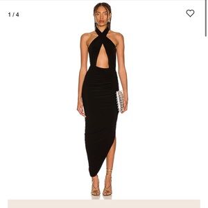 Norma Kamali Cross Halter Side Drape Gown